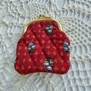 Vintage 90s Vera Bradley Red Floral Quilted Kisslock Coin Purse